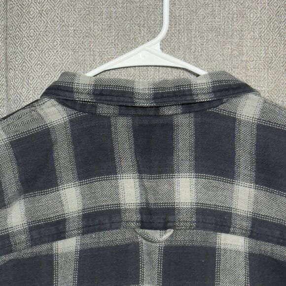 Ruff Hewn Men’s Flannel Shirt Black Grey Plaid Long Sleeve Button Front Size XL - Picture 10 of 15